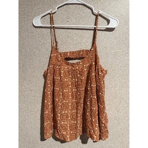 Bila 77 Womens Rust Orange Geometric Print Open Back Cami Top Large J2049F02